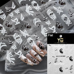 Wicked Pumpkin Expression Horror Face Dark Halloween Metallic Flat Cute Spooky Adhesive Nail Charms Art Sticker Manicure Decals