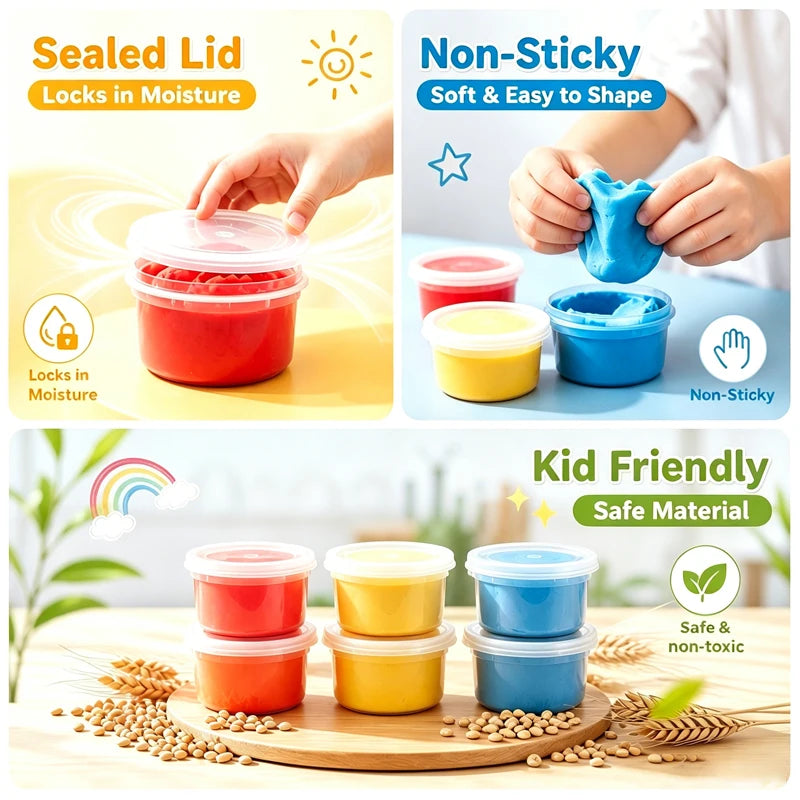 Kids Hamburger Making Kit DIY Food Play Set with Soft Modeling Dough Burger Mold Creative Activity Pretend Kitchen Game Clay Toy
