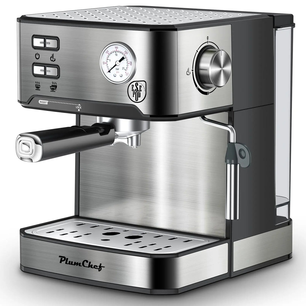 Espresso Machine 20 Bar Professional Compact Household Coffee Espresso Maker with Milk Frother Steam Wand Pressure Gauge 54oz Water Tank Low Noise and Fast Coffee Machine for Cappuccino Latte