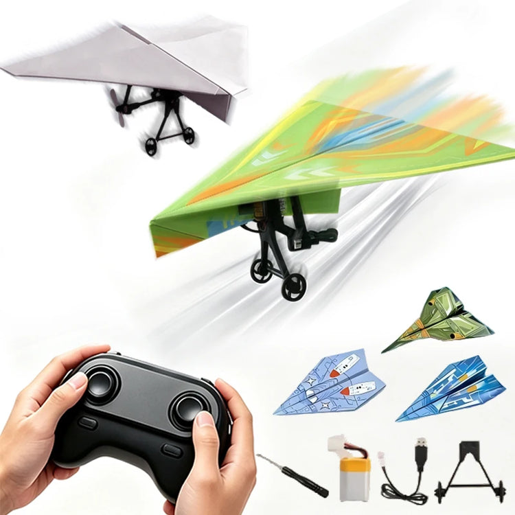DIY Remote Control Paper Airplane Electric Power Kit Diy Foldable Long Range Stable Flight Ultra Lightweight Plane Outdoor Toy