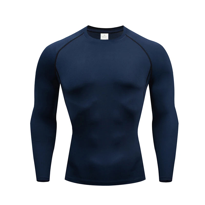 1pcs Men's Long-sleeved Thermal Underwear Male Thin Tight Fitting Fast Dry Elastic Fitness Tops Man Autumn Winter Sprots Wear