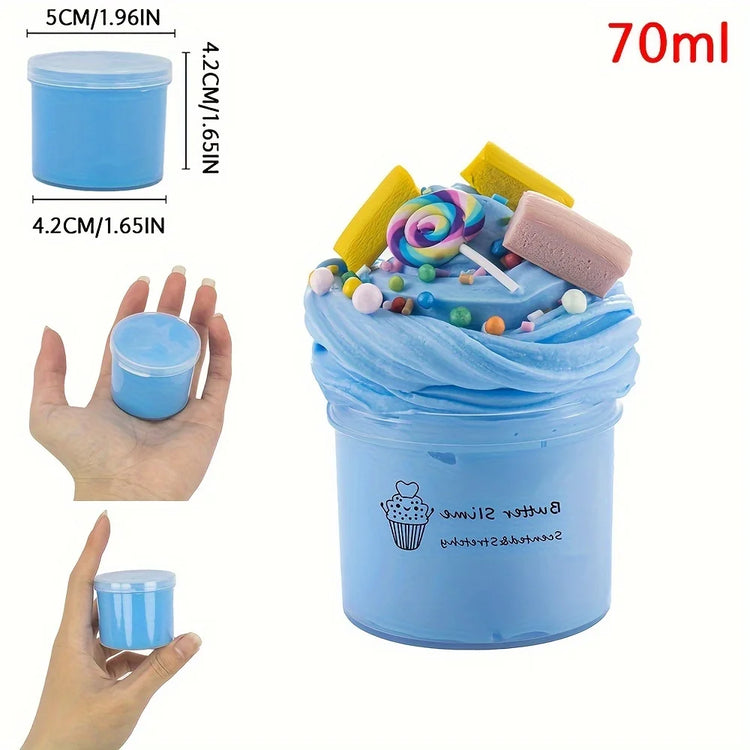 70ML Fluffy Butter Slime Kit With Scented DIY Slime Pineapple Fruit Charms Slime Super Soft And Non-Sticky Birthday Gift Toys