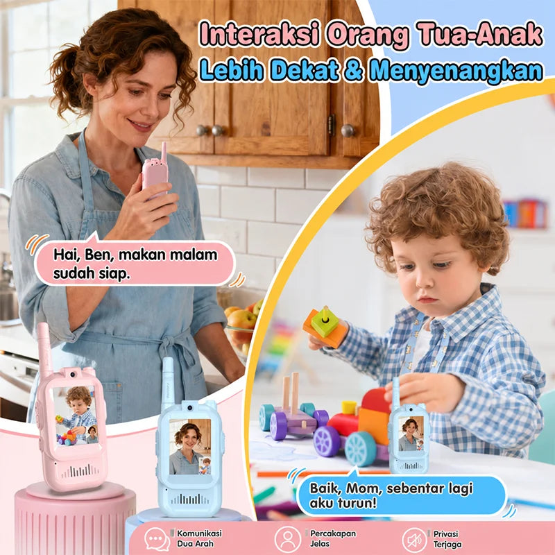 Kids Walkie Talkie Toy Y388, Video & Voice Intercom Toy with Screen, 500M Communication Range, Type-C Rechargeable 650mAh Battery, Portable ABS Play Toy, Birthday Holiday Gift for Boys Girls
