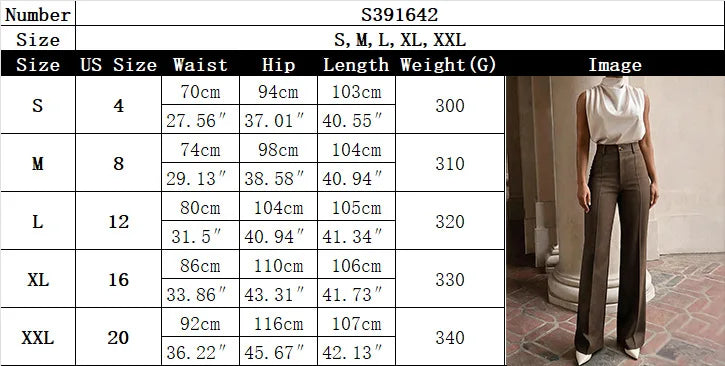 Women's High-waist Elegant Wide-leg Pants Solid Color Suit Pants Business Office Formal Pants