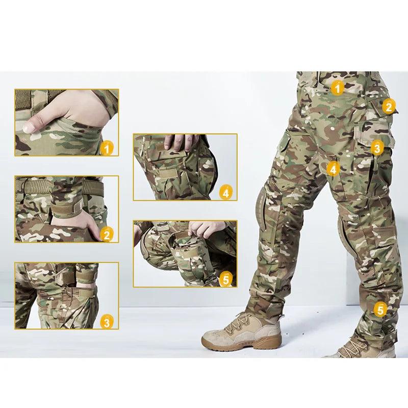 Men Tactical Uniform Camouflage Multicam Shirt Coat Pant Soldier Sniper Hunting Clothes