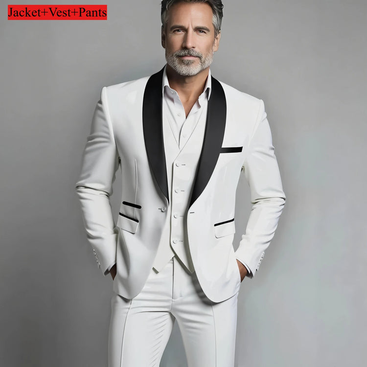 Elegant Men's Suit Sets- Slim Fit Tuxedo Set for Weddings & Formal Occasions, Black Suit