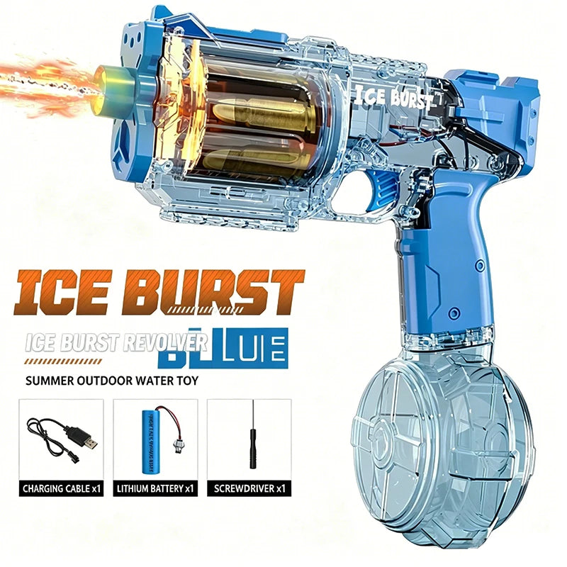 Space Electric Water Gun Energy Ring Burst transparent LED Lights Large Capacity Full Auto Continuous Fire Squirt Gun Toy