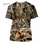 Novelty Men's T-Shirt 3D Woods Hunting Camouflage Print Short-Sleeved T-Shirt Outdoor Sports Tops Summer Men's Casual T-Shirt