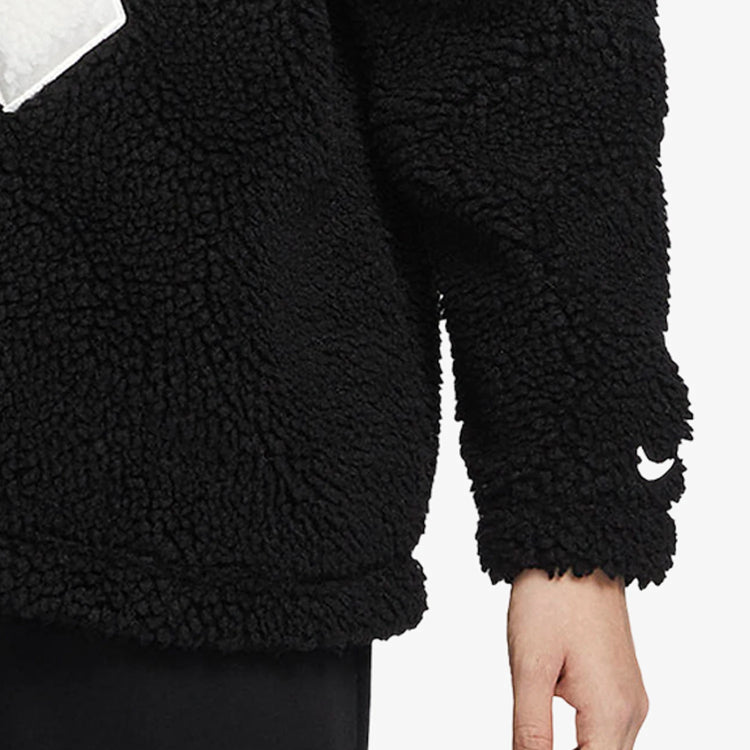 Nike Official Genuine Winter New Arrival Women's Faux Shearling Warm Hooded Casual Jacket FB8696
