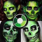 EYIR Green Black White Face Body Paint Palette 6 Colors Water Activated SFX Makeup Kit With 6 Brushes Halloween Cosplay Festival