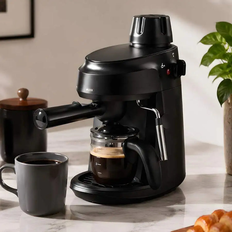 800W 3.5Bar Espresso Machine With Milk Frother, 4 Cup Compact Coffee Maker With Fast Heating System For Cappuccino Latte, Perfec
