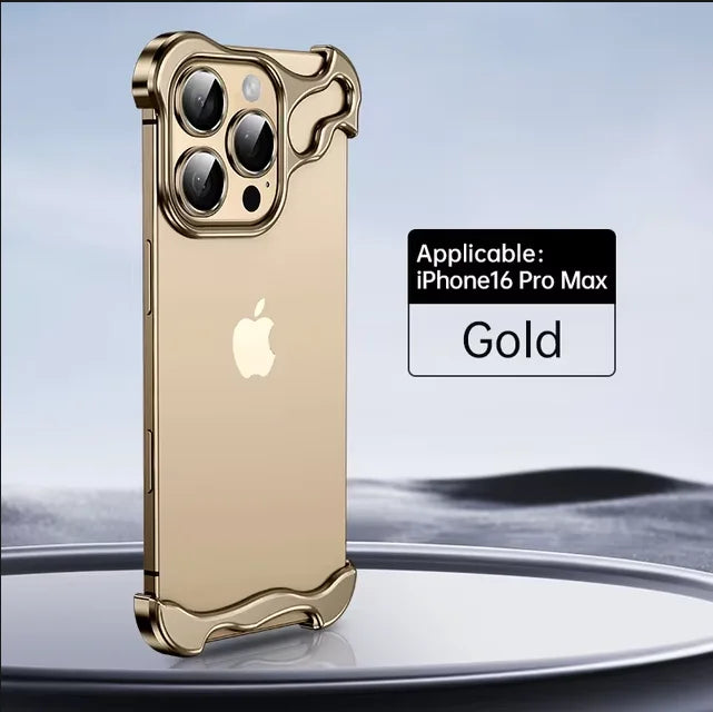 Irregular Metal Bumper Phone Case For iPhone Air 13 14 15 16 17 18 Pro Max Plus Lens Film Protect Bare Aluminum Shockproof Cover