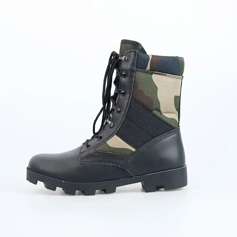 Lace Up Waterproof Outdoor Shoes Breathable Canvas Camouflage Tactical Combat Desert Ankle Boots Men Boots