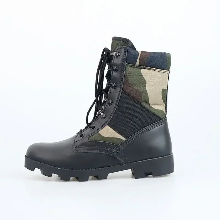 Lace Up Waterproof Outdoor Shoes Breathable Canvas Camouflage Tactical Combat Desert Ankle Boots Men Boots