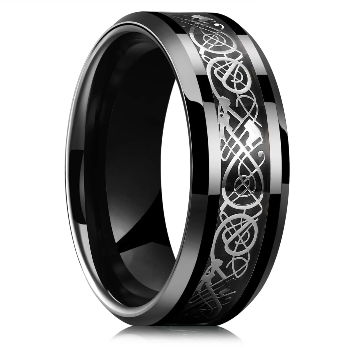 Simple 8mm Silver Color Stainless Steel Rings For Men Women Matte Finish Beveled Edge Men Wedding Rings Party Jewelry Gifts