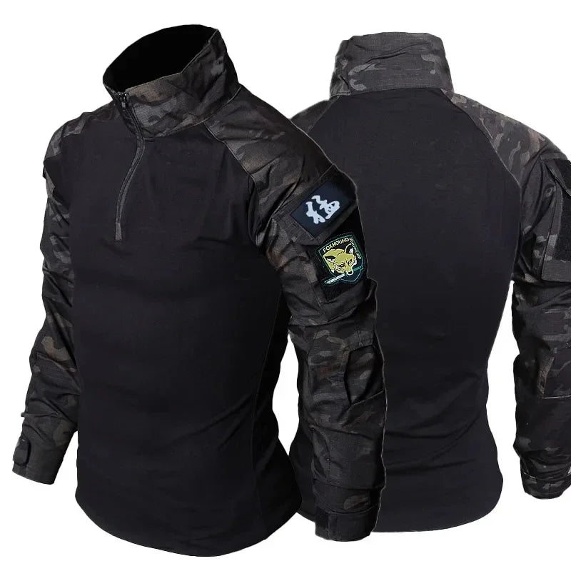 Soft Shell Combat Suit Military Uniform Army Jackets Hooded Top+Breathable Long Sleeve Cargo Pants Men Hunting Sets Multi-pocket