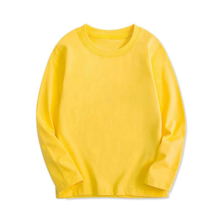 7 Colors Spring Long Sleeve Tees Children's T-shirt Cotton Solid Colour Base Coat Leisure Wear Boys Girls Tops Kids Clothes