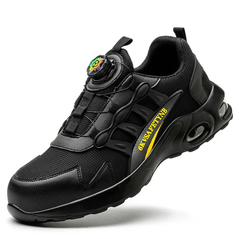 Men Rotating Button Safety Shoes Steel Toe Work Sneakers Indestructible Shoes Puncture-Proof Work Boots Air Cushion Safety Shoes