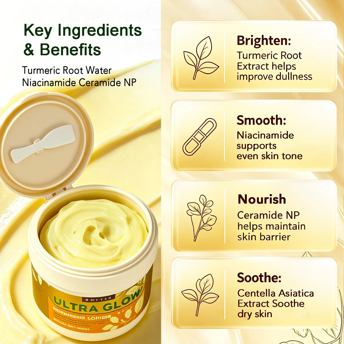 WK JALY Ultra Glow Turmeric Body Lotion, Brightening, Even Skin Tone, Deeply Moisturize Skin, Fade Dark Spots, Hyperpigmentation