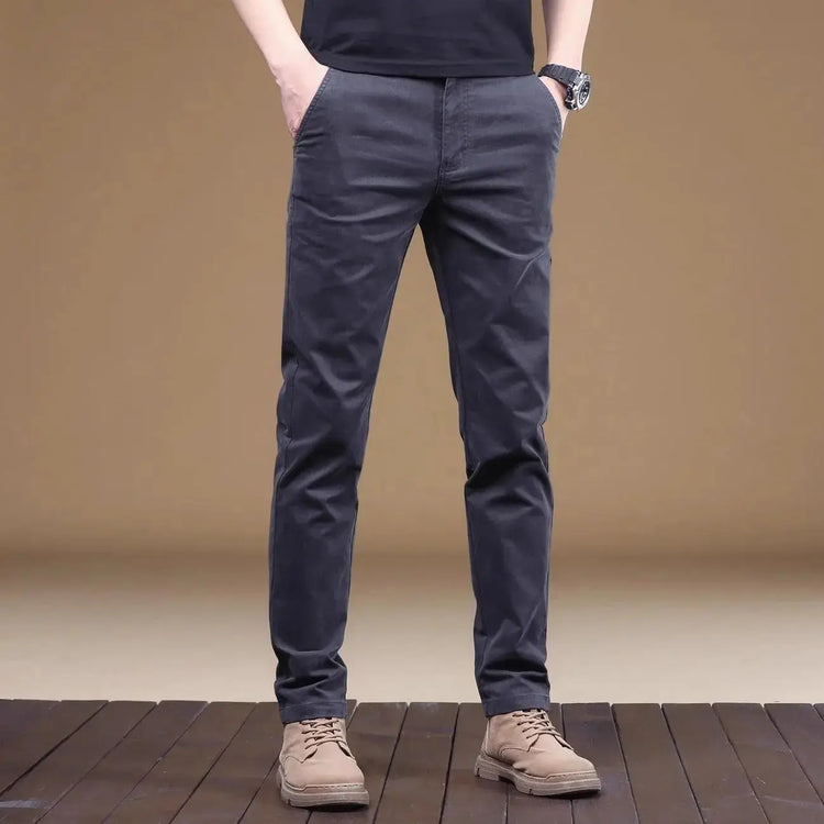 Ultra-high Quality Thin Cotton Men's Casual Pants Trendy Versatile Elastic Light Business Trousers Work Formal Straight Pants