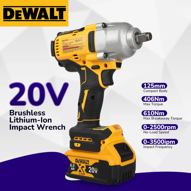 DeWalt DCF900 High Torque Brushless 20V Electric Impact Wrench Powered Electric Durable for Professiona Naked Tool
