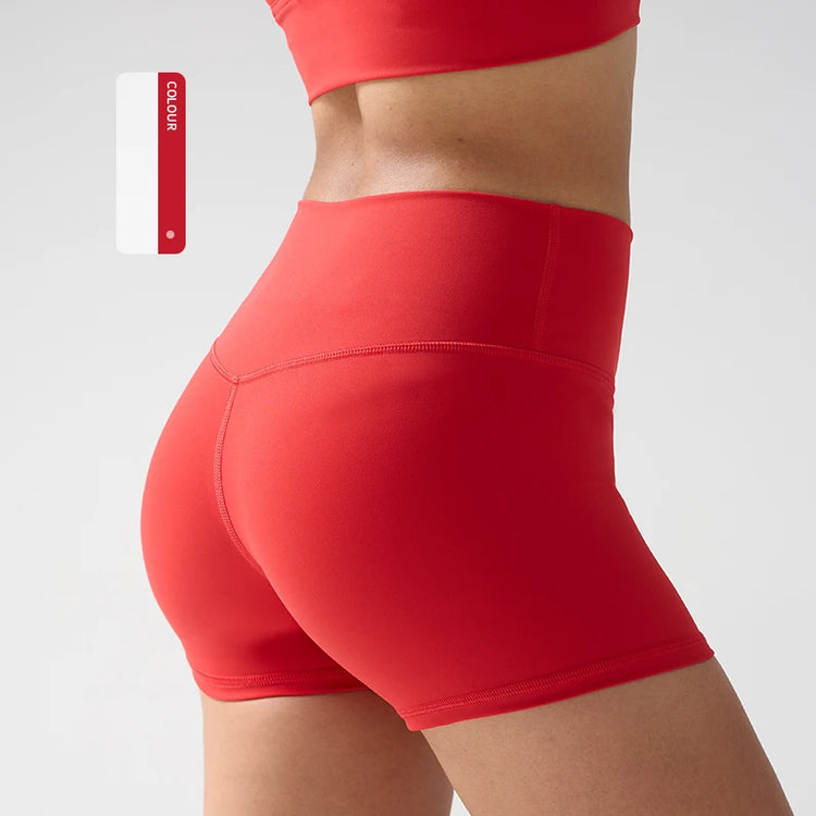 Solid Color High-Waisted Yoga Shorts for Women Quick Dry Breathable Fitness Sport Running Cycling Leggings