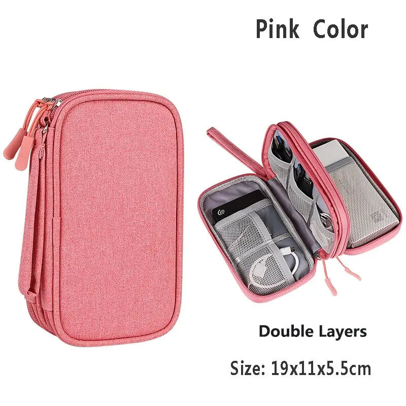 Data Cable Storage Bag Waterproof Portable Carry Case  Storage Bag Travel Organizer Bag for Cable Cord USB Charger