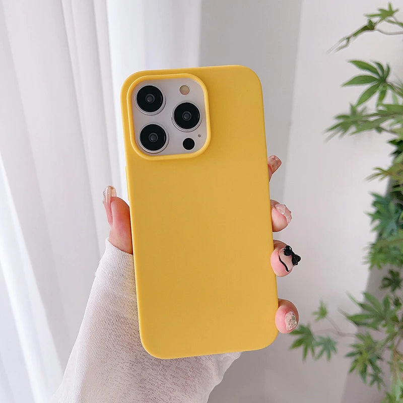 Luxury Candy Color Silicone Soft Case For iPhone 16 15 14 13 12 Pro Max Plus Mini 16+ Matte Ultra Thin Cover Frosted Shell Slim