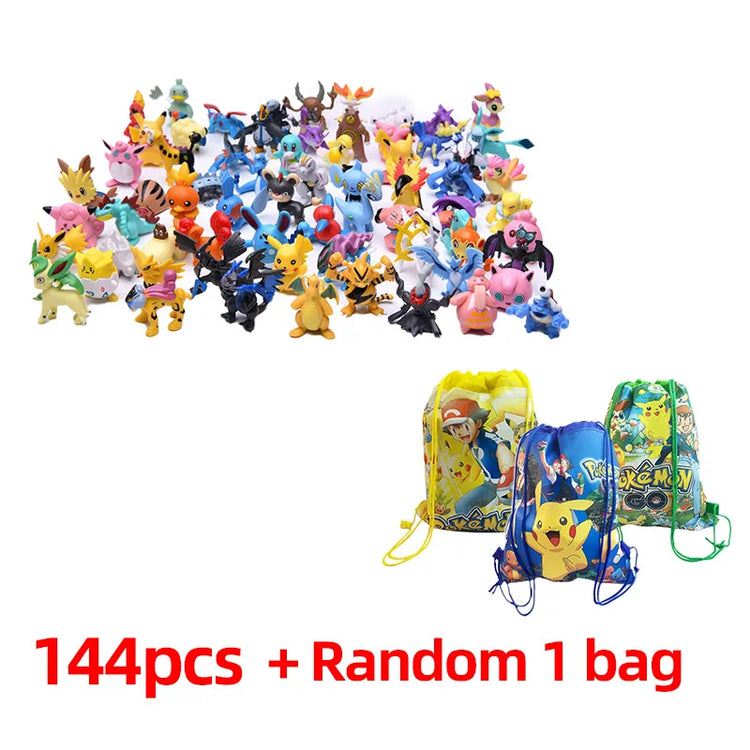 144 Style Pokemon Figure Toys Anime Pikachu Action Figure Model Ornamental Decoration Collect Toys For Children's Christmas Gift