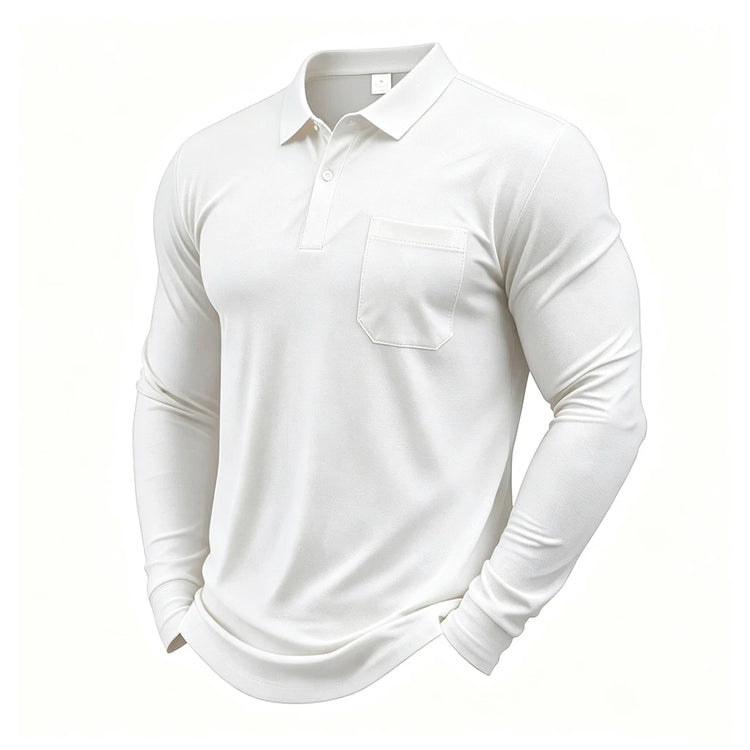 Men Quick Dry Long Sleeve Golf Polo Shirt Breathable Sports T‑Shirt Casual Work Pullover Lapel Tops Lightweight Business Outdoor