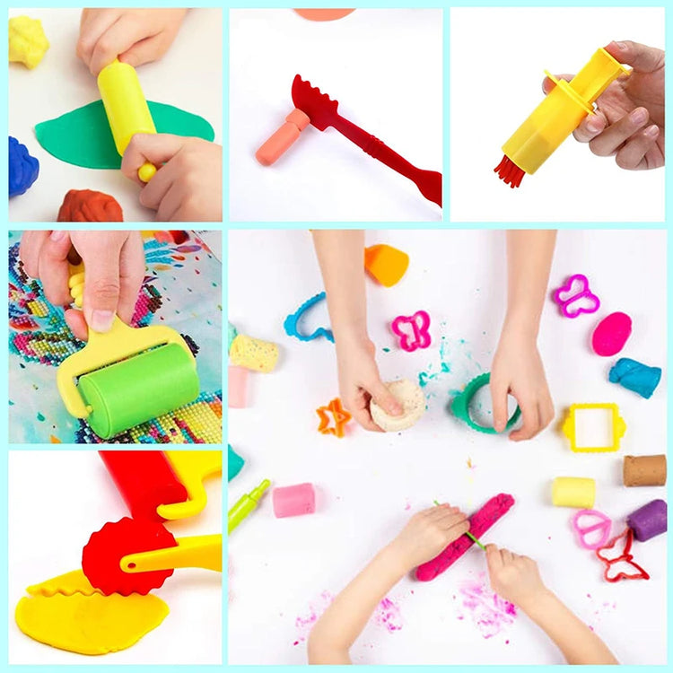 Fun Play Dough Tools Kit For Kids Children Toddlers Playdough Extruders Scissors Rollers Cutters Plasticine Clay Accessories Toy