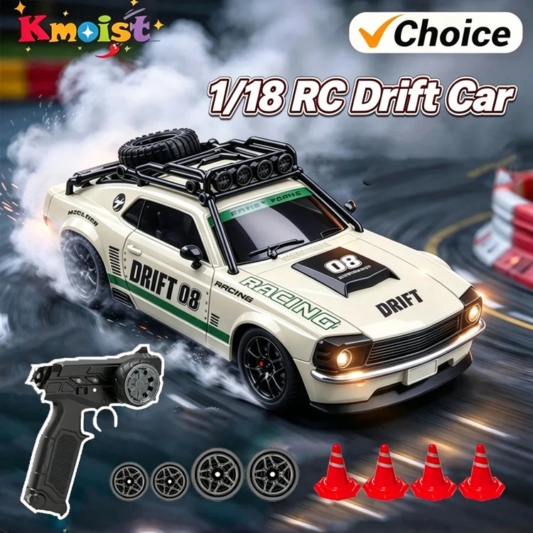 2026 New RC Car 1/18 Retro Remote Control Cars with Lights Racing Vehicle 2.4G Radio High Speed Drift Model Toys for Boys Gifts