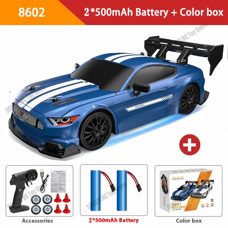 RC Drift Car 4WD Remote Control High Speed Racing Vehicle with LED Lights 2.4GHz Radio 4x4 Off-Road Truck Toy for Children Kids