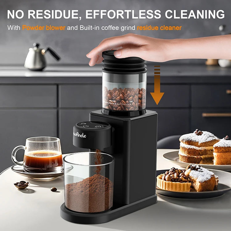 Electric Conical Burr Grinder Coffee Bean Grinder with 25 Grind Setting for French Espresso Touchscreen Dual Modes Grinding