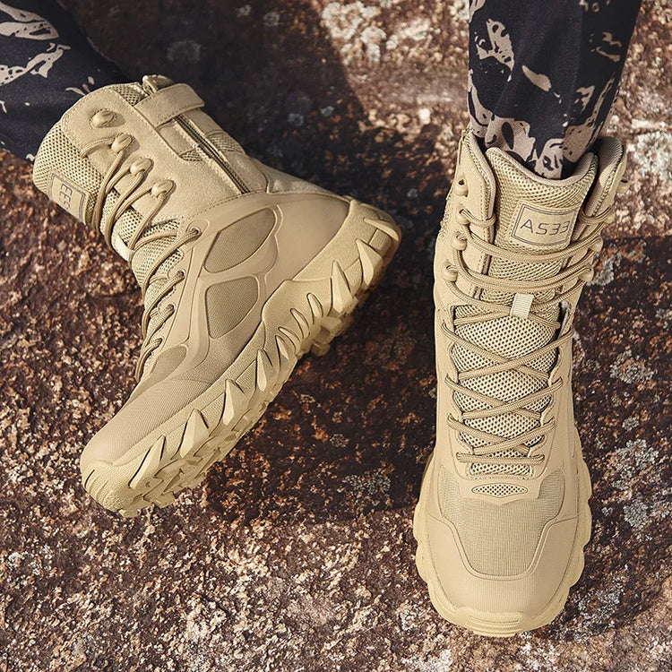 New Men High Quality Brand Leather Boots Tactical Desert Combat Boots Men's Outdoor Hiking Shoes Work Safty Ankle Boots