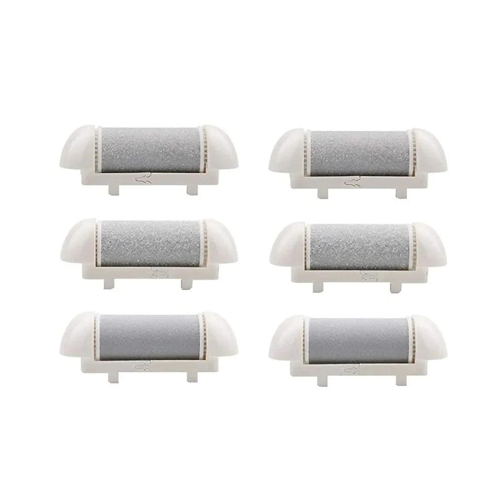 Black Foot Care Tool Heads, Hard Skin Remover, Refill Rollers for Cracked Heels Calluses and Dead Skin Removal, 6 Pcs