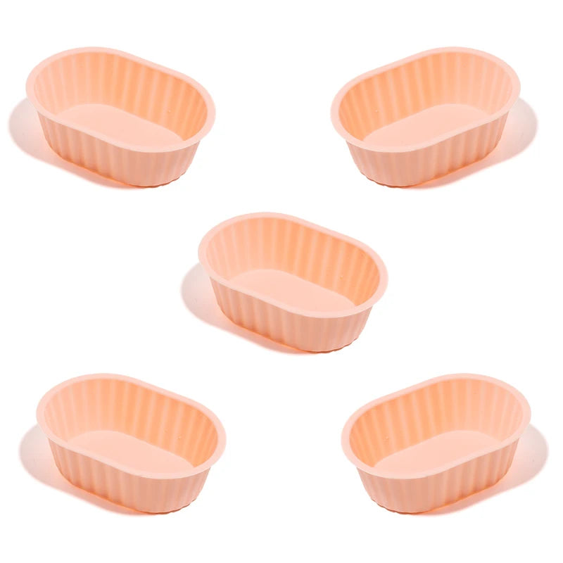 5PCS Reusable Oval Silicone Muffin Cups Non-Stick Cake Mold  Baking Mould for Air Fryer Oven DIY Brownie Pastry Bakeware