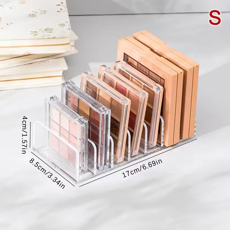 Makeup Organizer Box, 7-Compartment Clear Storage Shelf, Multi-Cell Display for Cosmetics, Blush, Eyeshadow,Space-Saving Durable