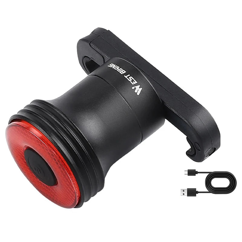 WEST BIKING Smart Bike Brake Tail Light High Brightness 5 Lighting Modes Bicycle Rear Light Long Endurance IPX6 Bike Tail Light
