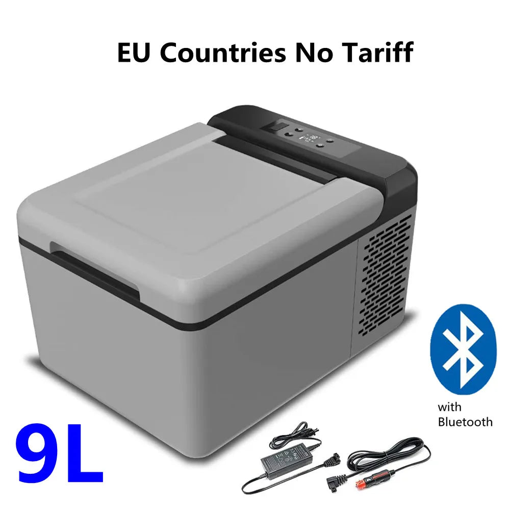 9L/12L Car Refrigerator with 12/24V DC and 110-240V AC Mini Freezer Fridge Cooler for Car, RV, Camping and Home Use
