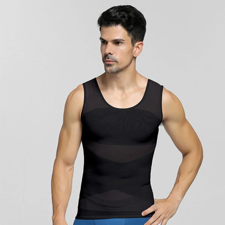 Men's Compression Shapewear Shirt, Chest & Abdomen Control Slimming Undershirt, Workout Vest & Tank Top