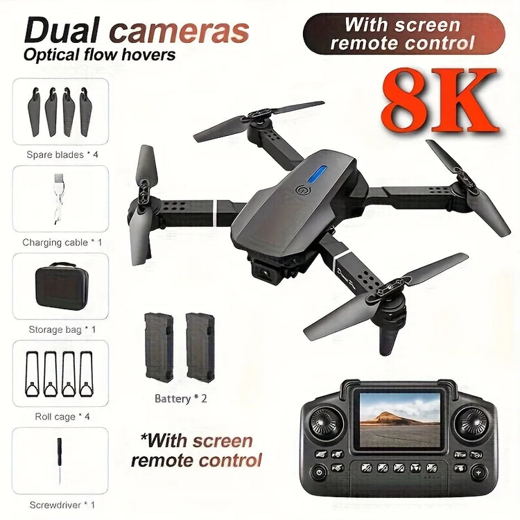 2026 Upgraded E99 PRO MAX Foldable Drone with Dual Camera 4K HD, Screen Remote Control, 2 Batteries 40Min Flight Time, One Key Return, LED Lights, Mini RC Quadcopter for Adults Beginners, Black Friday Christmas Gift