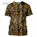 Novelty Men's T-Shirt 3D Woods Hunting Camouflage Print Short-Sleeved T-Shirt Outdoor Sports Tops Summer Men's Casual T-Shirt