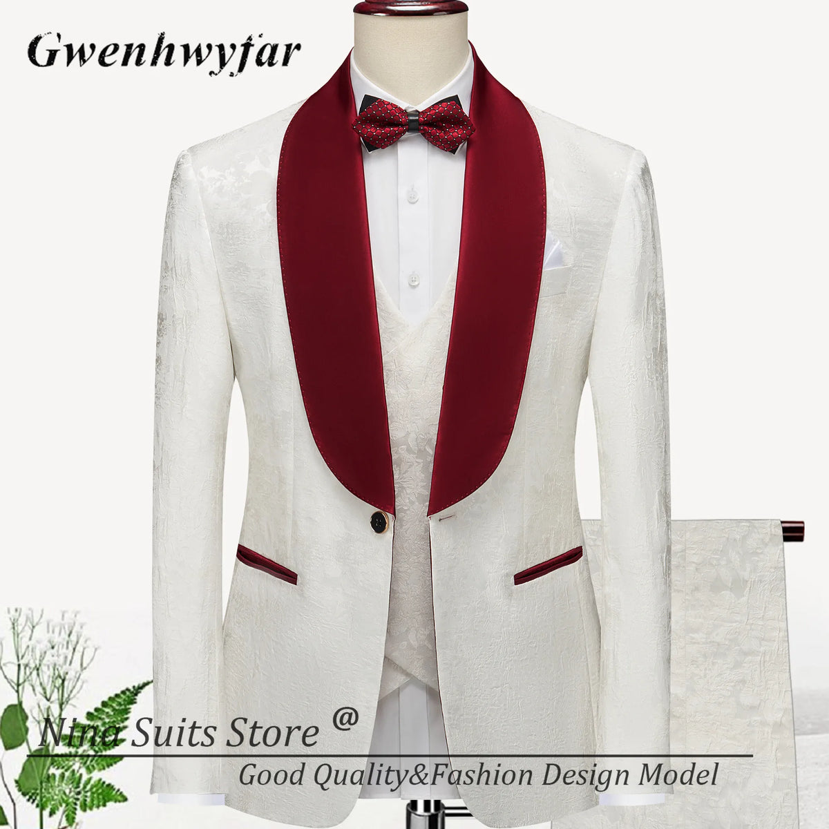 G&N 2026 New Series Men Suits Blazer Beautiful Lilac Purple Floral Pattern Tuxedos 3 Pieces Formal Party Costume Homme Slim Fit