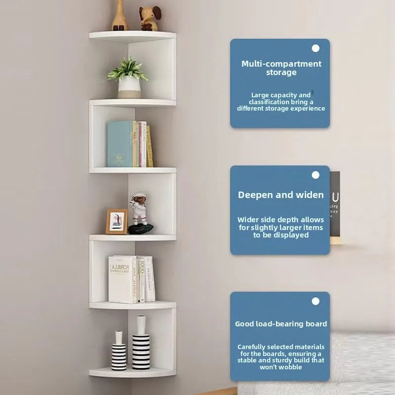 Stylish Wall Shelf Modern Design Space Saver for Books Decor in Bedroom or Office