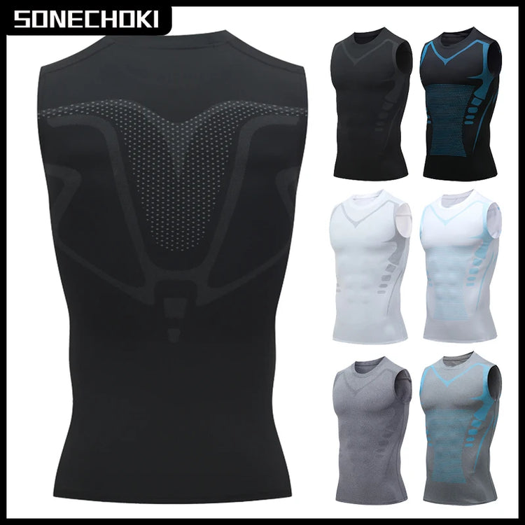 Compression Tank Top Men Gym Shirt Sleeveless Quick Dry Printing Sportswear Male Fitness Bodybuilding Vest Workout Muscle Top