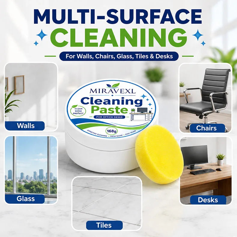 Office Desk Cleaning Paste with Sponge, Multi Surface Stain Cleaner Furniture Polish Cream for All Wooden Plastic Office Desktop