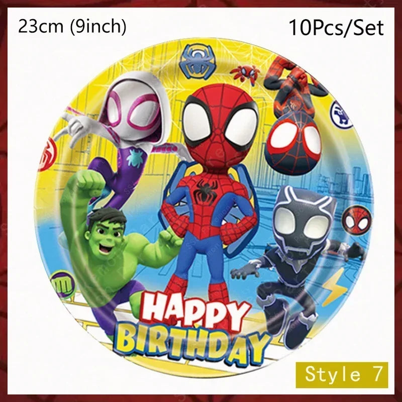 Spiderman Birthday Party Decorations Set Disposable Tableware Napkins Cup Plate Spidey and His Amazing Friends Birthday Supplies