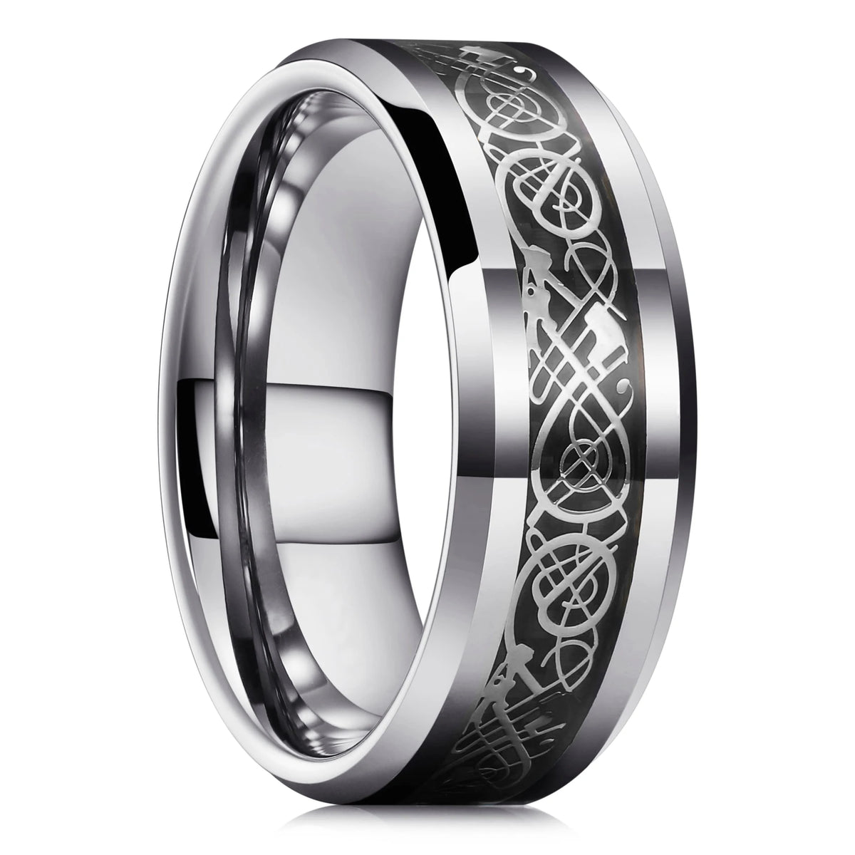 Simple 8mm Silver Color Stainless Steel Rings For Men Women Matte Finish Beveled Edge Men Wedding Rings Party Jewelry Gifts