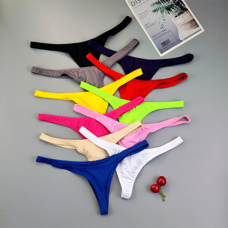 2Pcs Sexy Mini Micro Thongs Low Waist Seamless Female Underpants Comfortable Solid Bikini Underwear Women G String